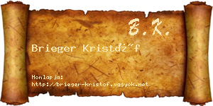 Brieger Kristóf névjegykártya