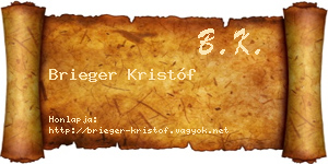 Brieger Kristóf névjegykártya